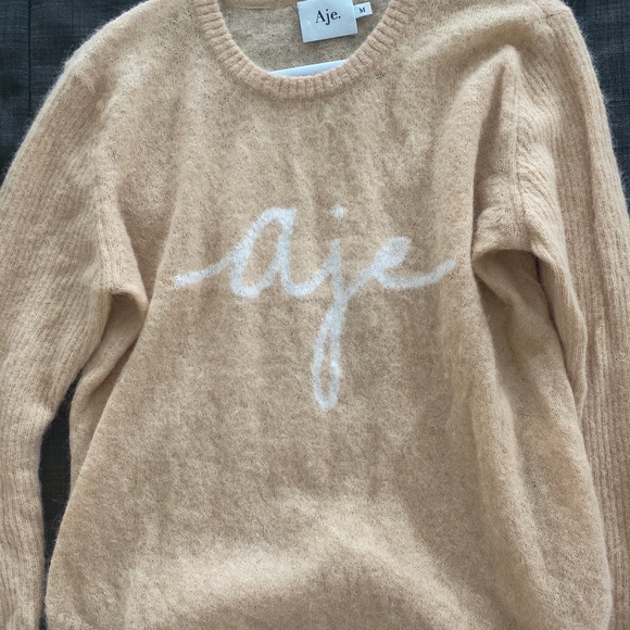 Aje Psychedelia Ribbed Sleeve Logo Jumper - M / Camel - Picture 9 of 13
